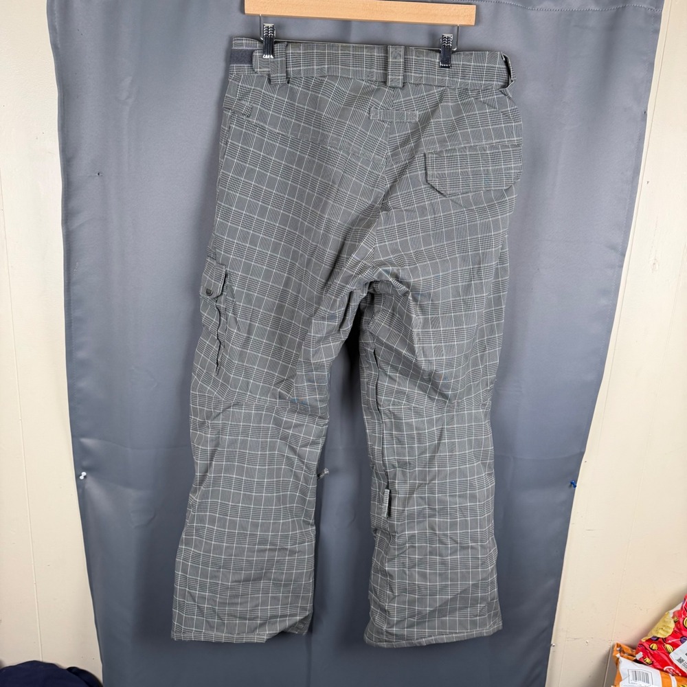 686 Mannual Snow Pants Mens Medium Grey Plaid infiDRY 10k Waterproof Cargo - Picture 2 of 11